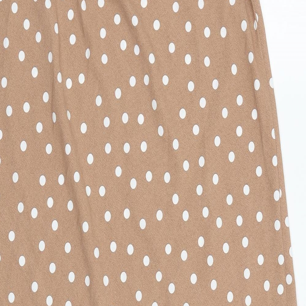 Primark Womens Brown Polka Dot Polyester Flare Skirt Size 8