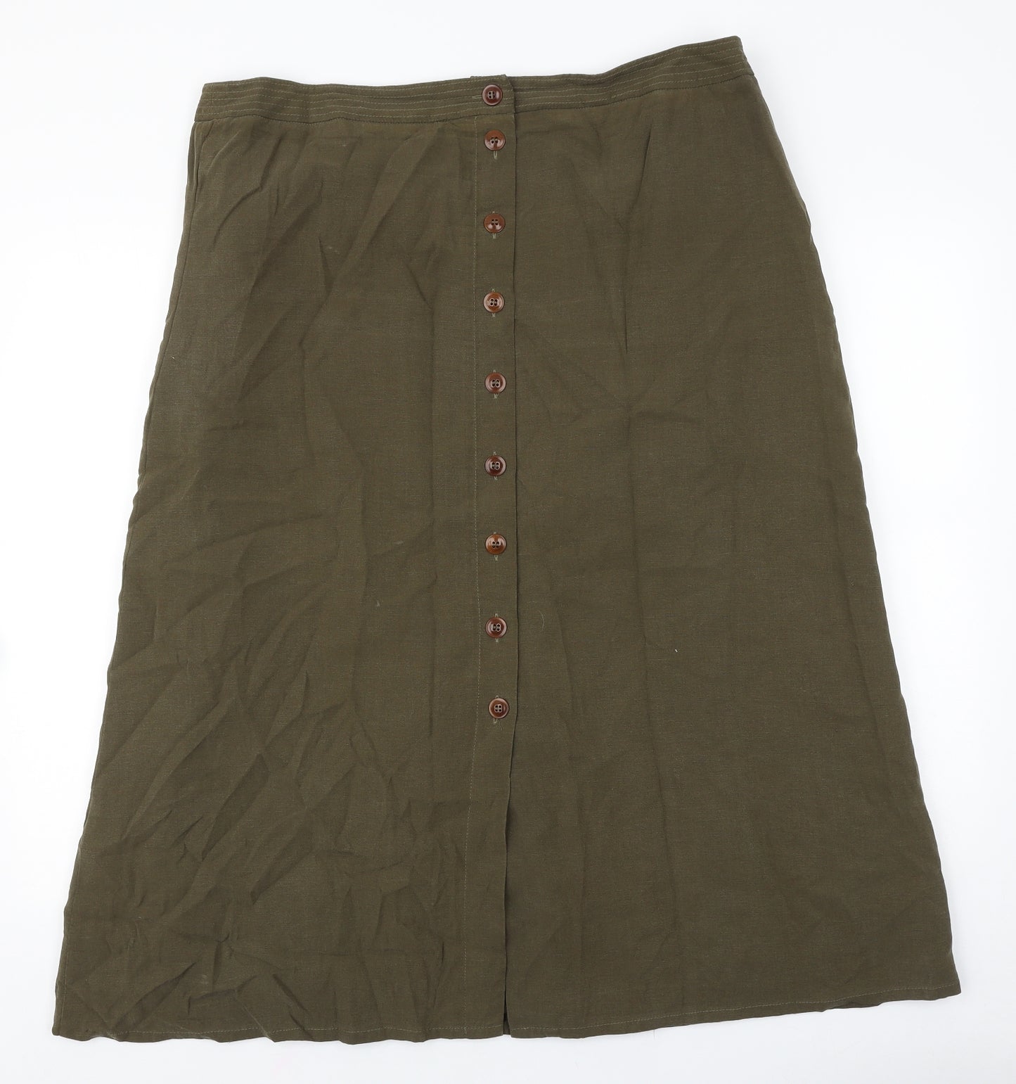 Windsmoor Womens Green Polyester Flare Skirt Size 18 Button