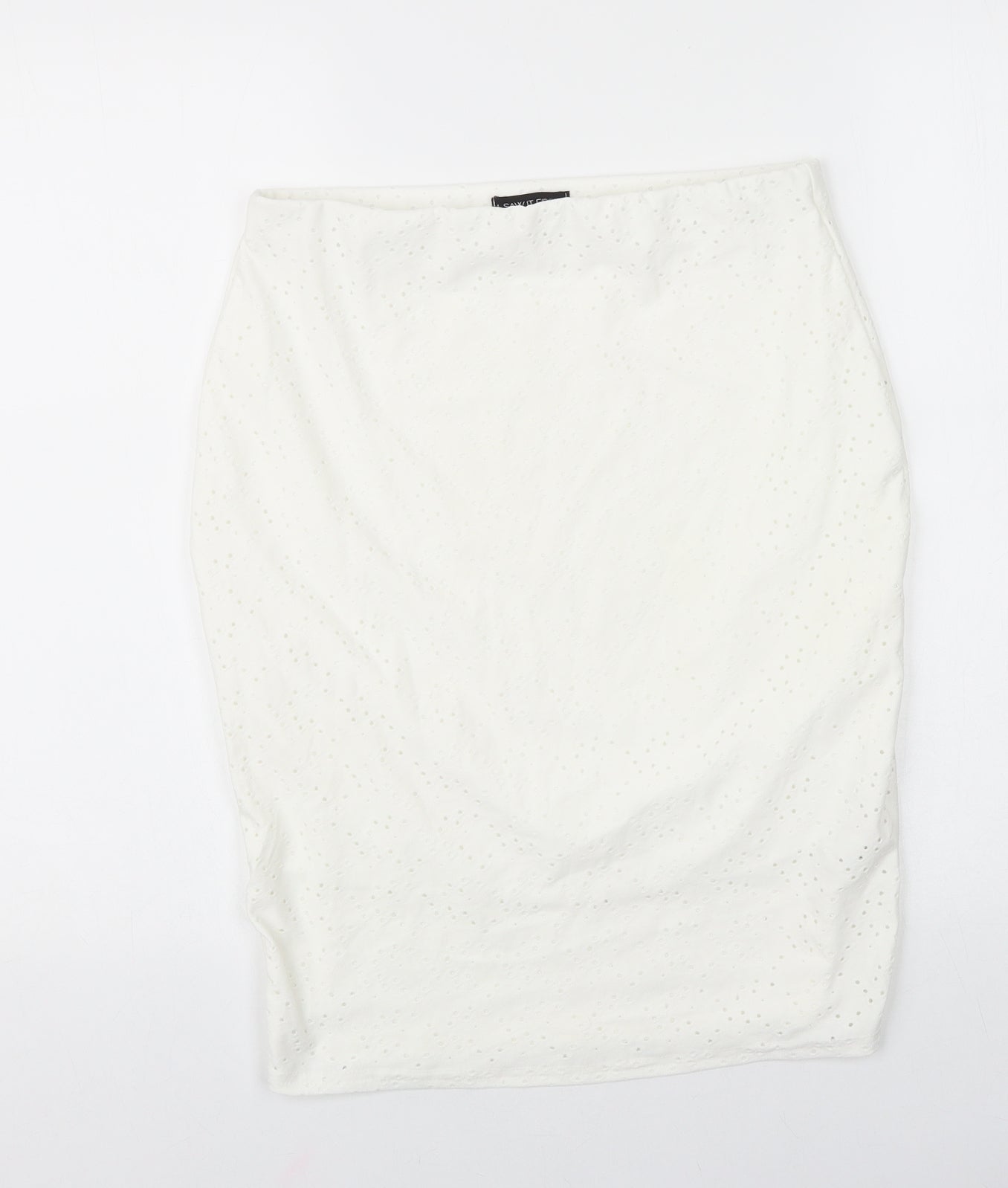 I SAW IT FIRST Womens White Polyester Straight & Pencil Skirt Size 14