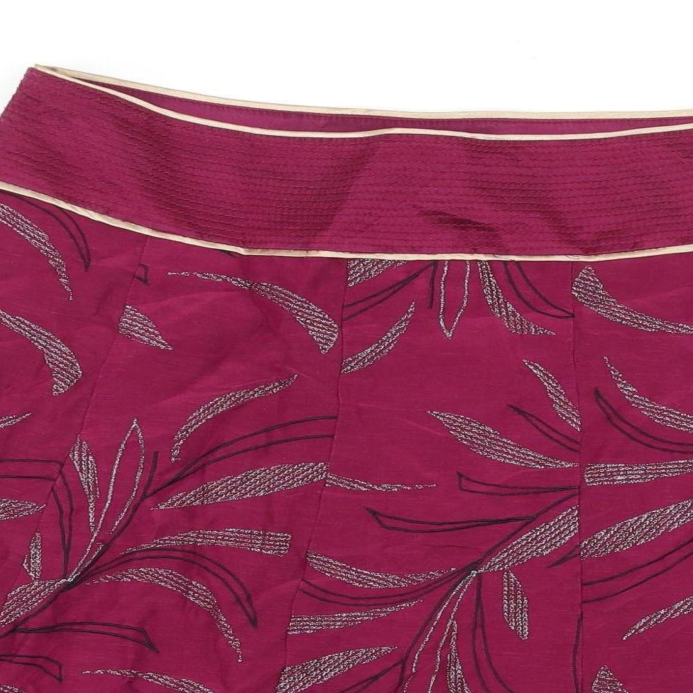 Monsoon Womens Purple Floral Polyester Flare Skirt Size 16 Zip