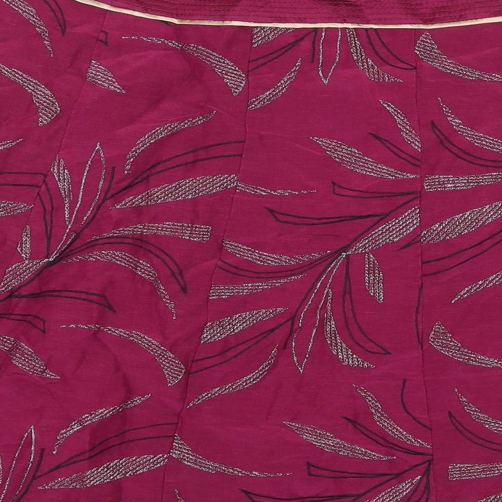 Monsoon Womens Purple Floral Polyester Flare Skirt Size 16 Zip