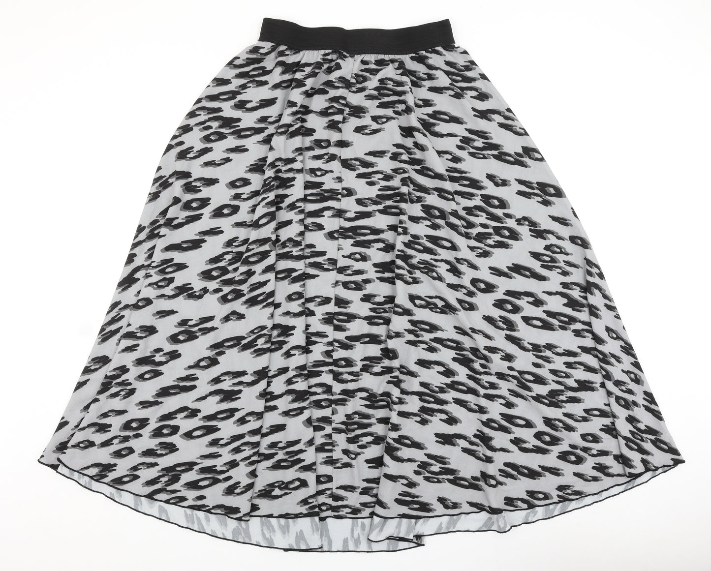Roman Womens Grey Animal Print Polyester Flare Skirt Size 12 - Leopard Pattern