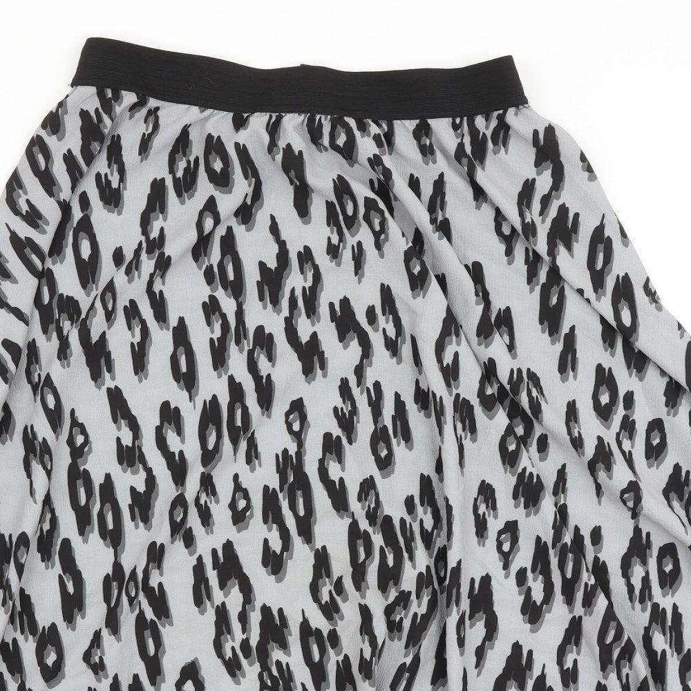 Roman Womens Grey Animal Print Polyester Flare Skirt Size 12 - Leopard Pattern