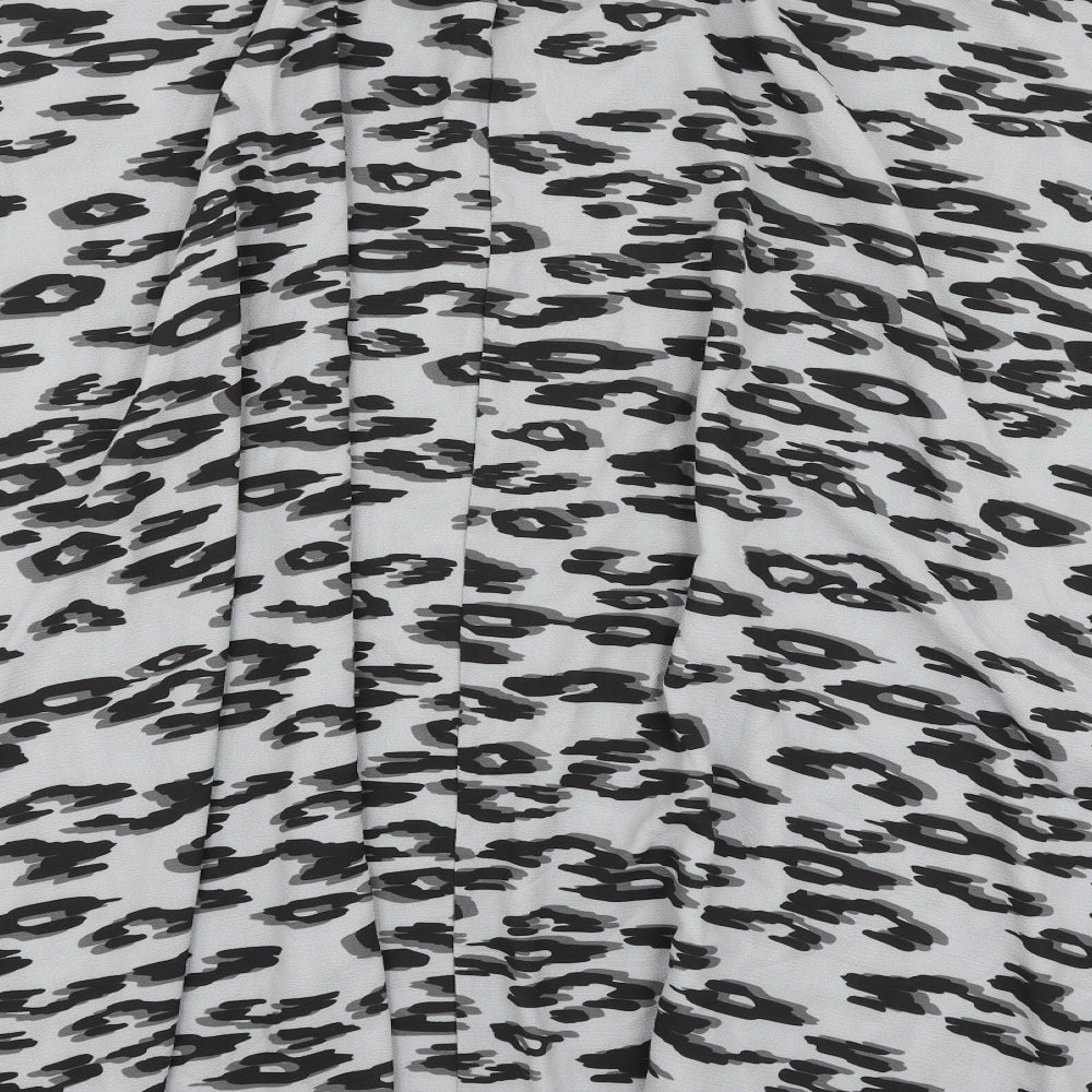 Roman Womens Grey Animal Print Polyester Flare Skirt Size 12 - Leopard Pattern