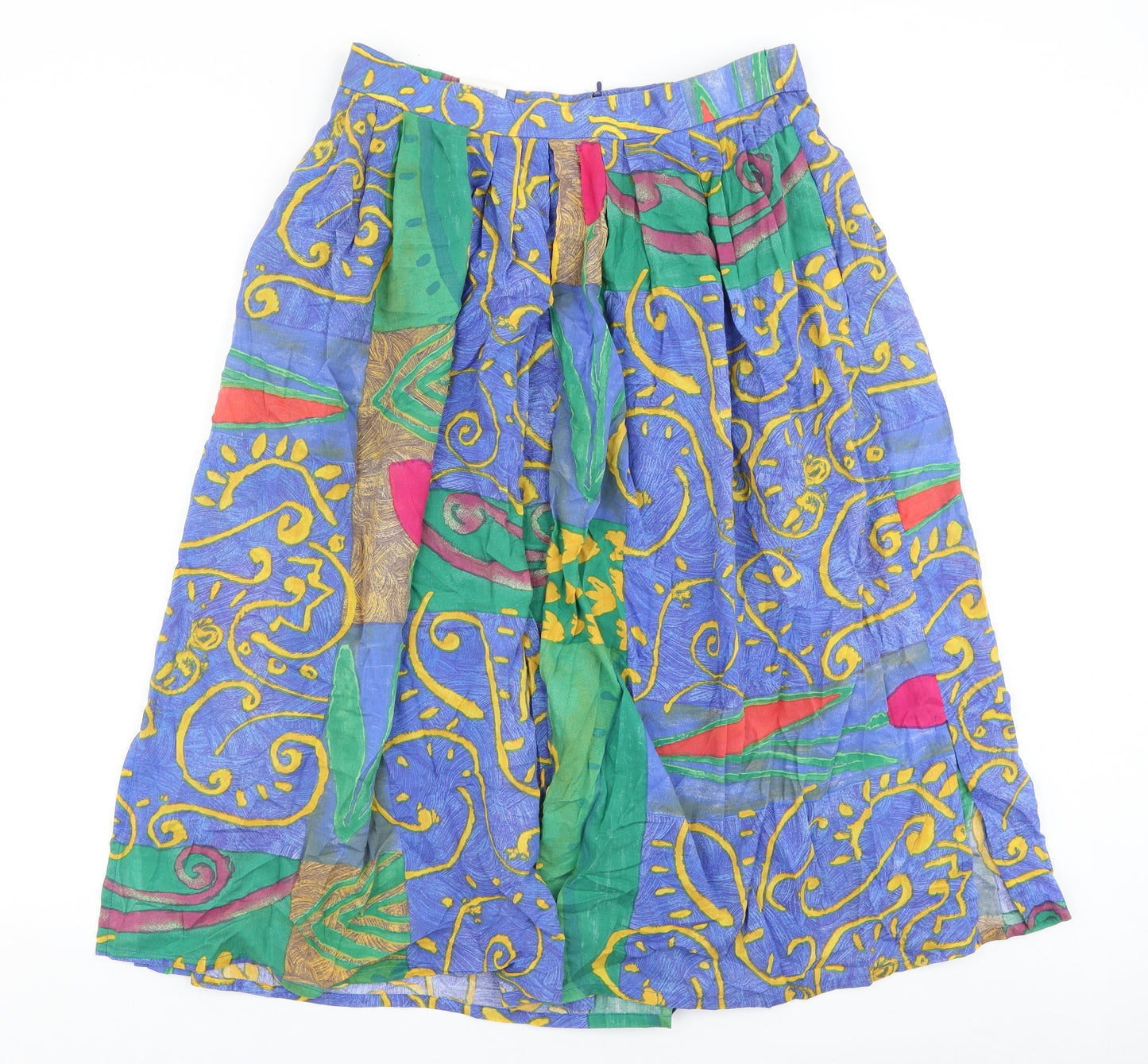 Peter Hahn Womens Multicoloured Geometric Viscose Peasant Skirt Size 30 in Zip