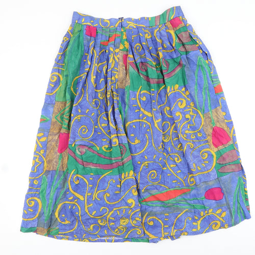 Peter Hahn Womens Multicoloured Geometric Viscose Peasant Skirt Size 30 in Zip