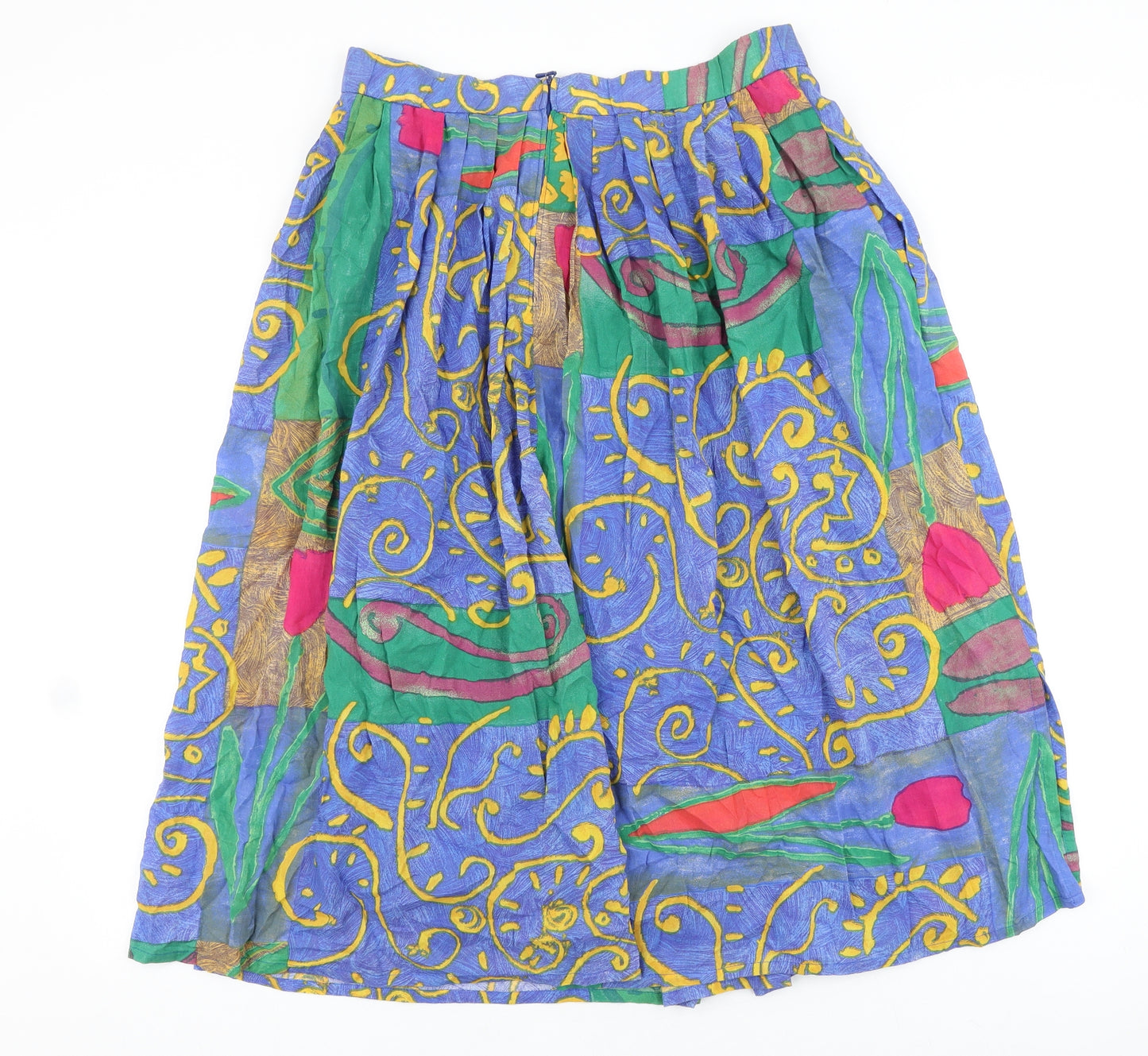 Peter Hahn Womens Multicoloured Geometric Viscose Peasant Skirt Size 30 in Zip