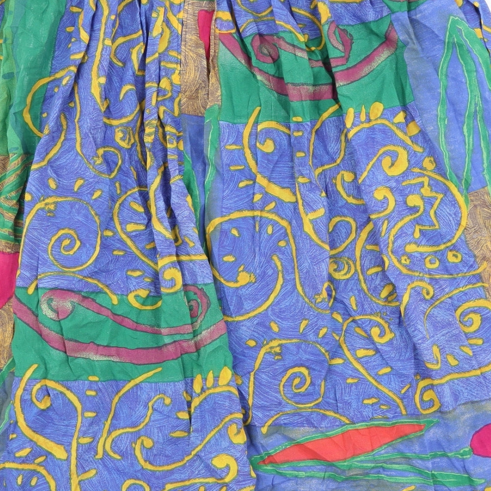 Peter Hahn Womens Multicoloured Geometric Viscose Peasant Skirt Size 30 in Zip