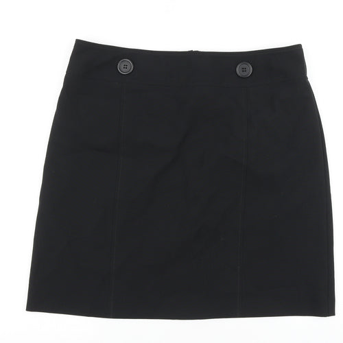 Marks and Spencer Womens Black Polyester A-Line Skirt Size 16 Zip