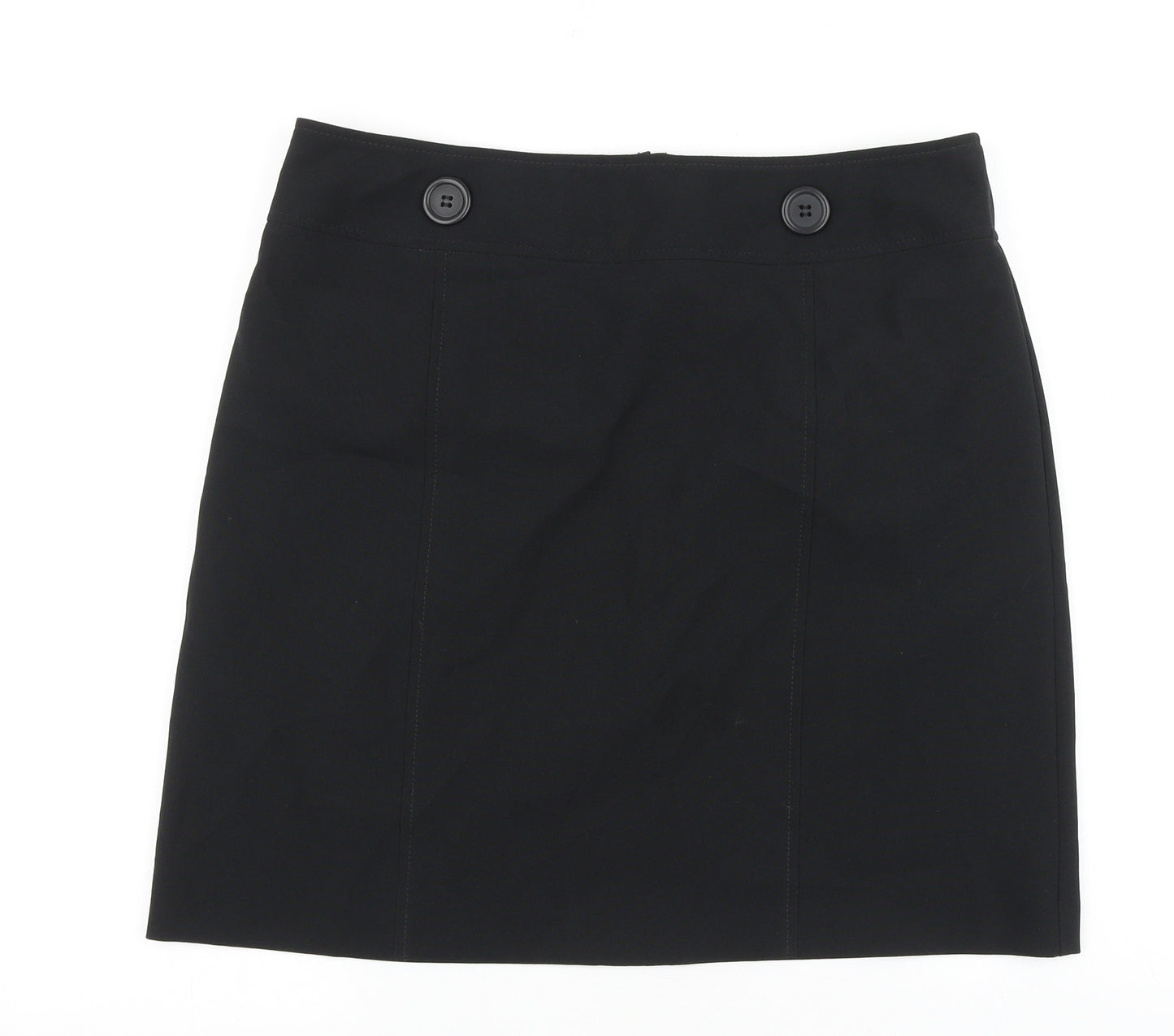 Marks and Spencer Womens Black Polyester A-Line Skirt Size 16 Zip