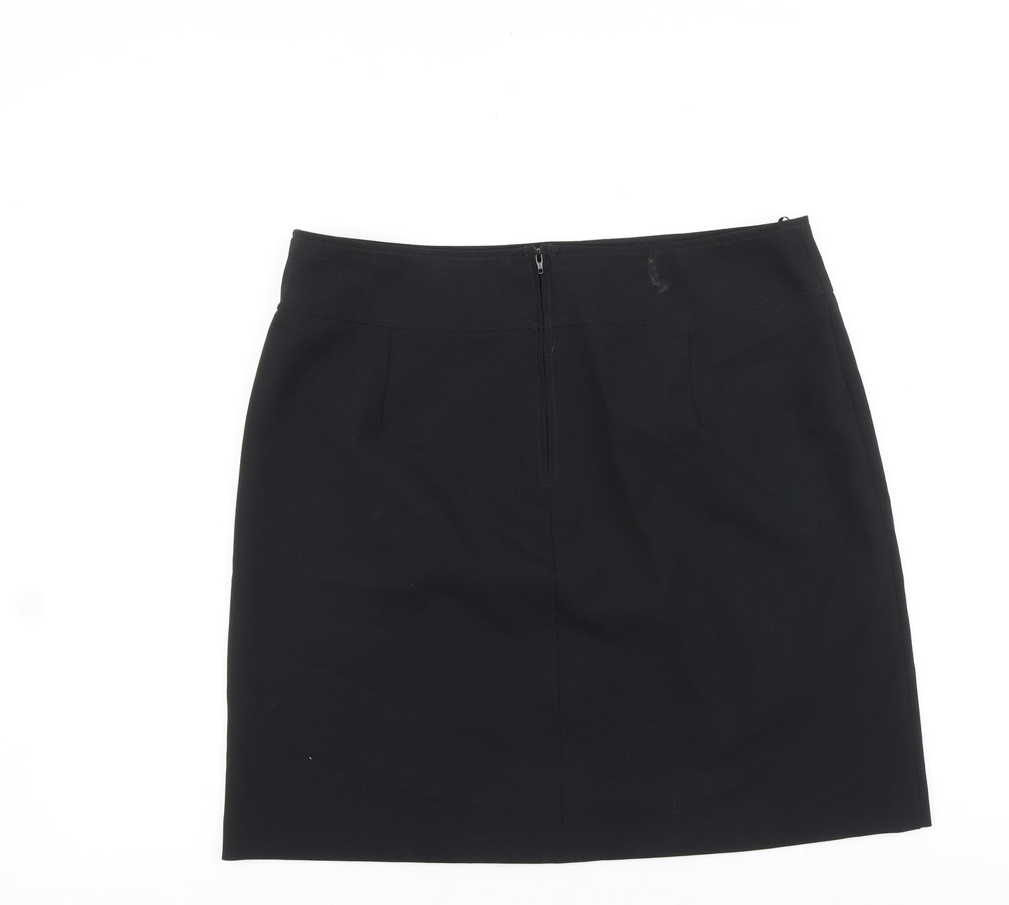 Marks and Spencer Womens Black Polyester A-Line Skirt Size 16 Zip