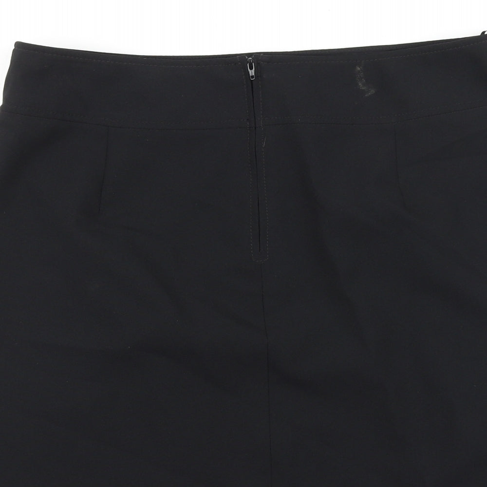 Marks and Spencer Womens Black Polyester A-Line Skirt Size 16 Zip