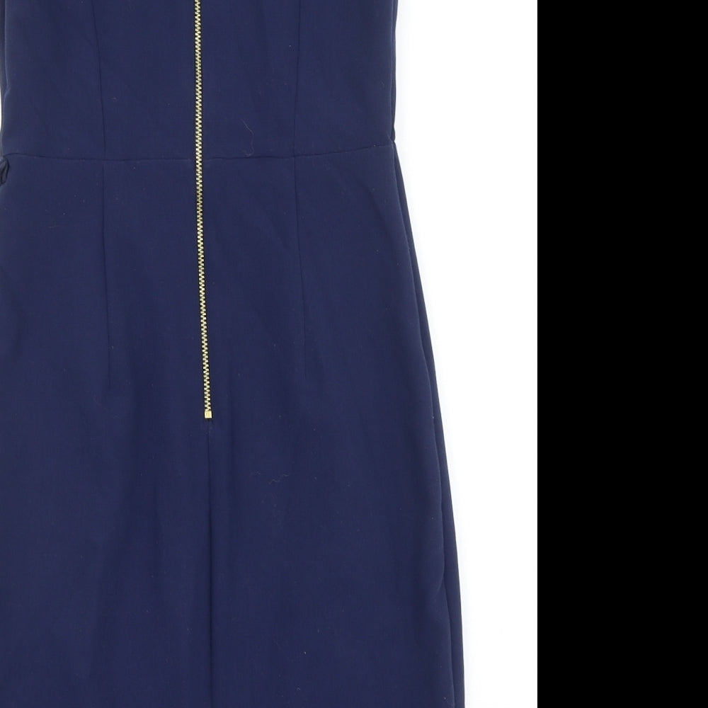 NEXT Womens Blue Viscose Shift Size 12 V-Neck Zip