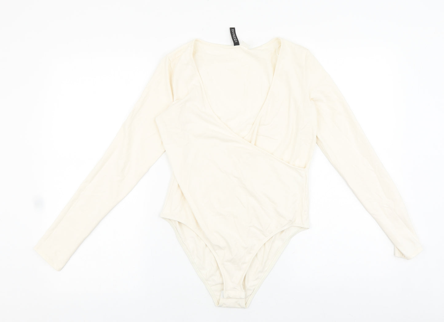 Divided Womens Ivory Viscose Bodysuit One-Piece Size M Snap
