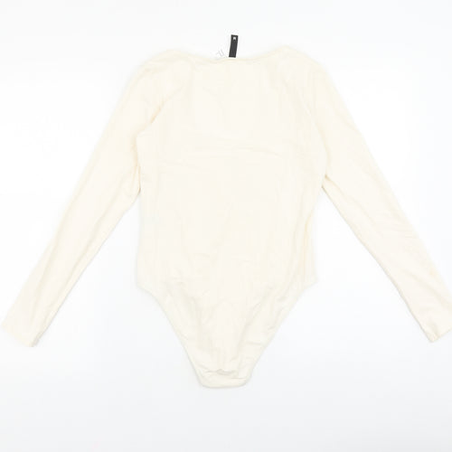 Divided Womens Ivory Viscose Bodysuit One-Piece Size M Snap