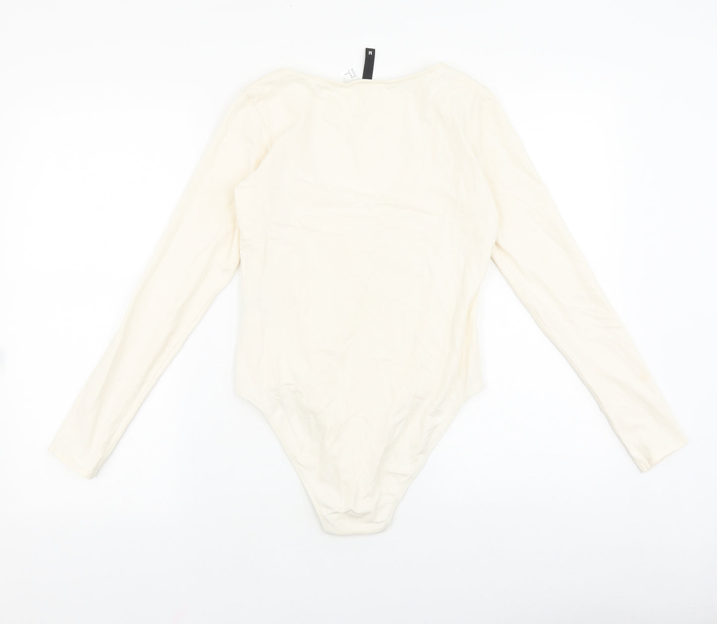 Divided Womens Ivory Viscose Bodysuit One-Piece Size M Snap