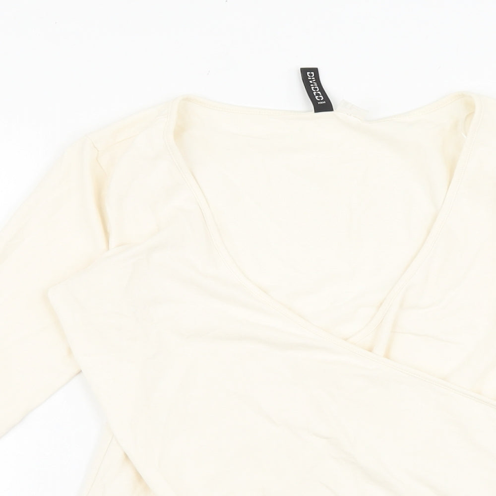 Divided Womens Ivory Viscose Bodysuit One-Piece Size M Snap