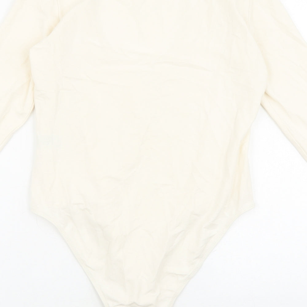 Divided Womens Ivory Viscose Bodysuit One-Piece Size M Snap