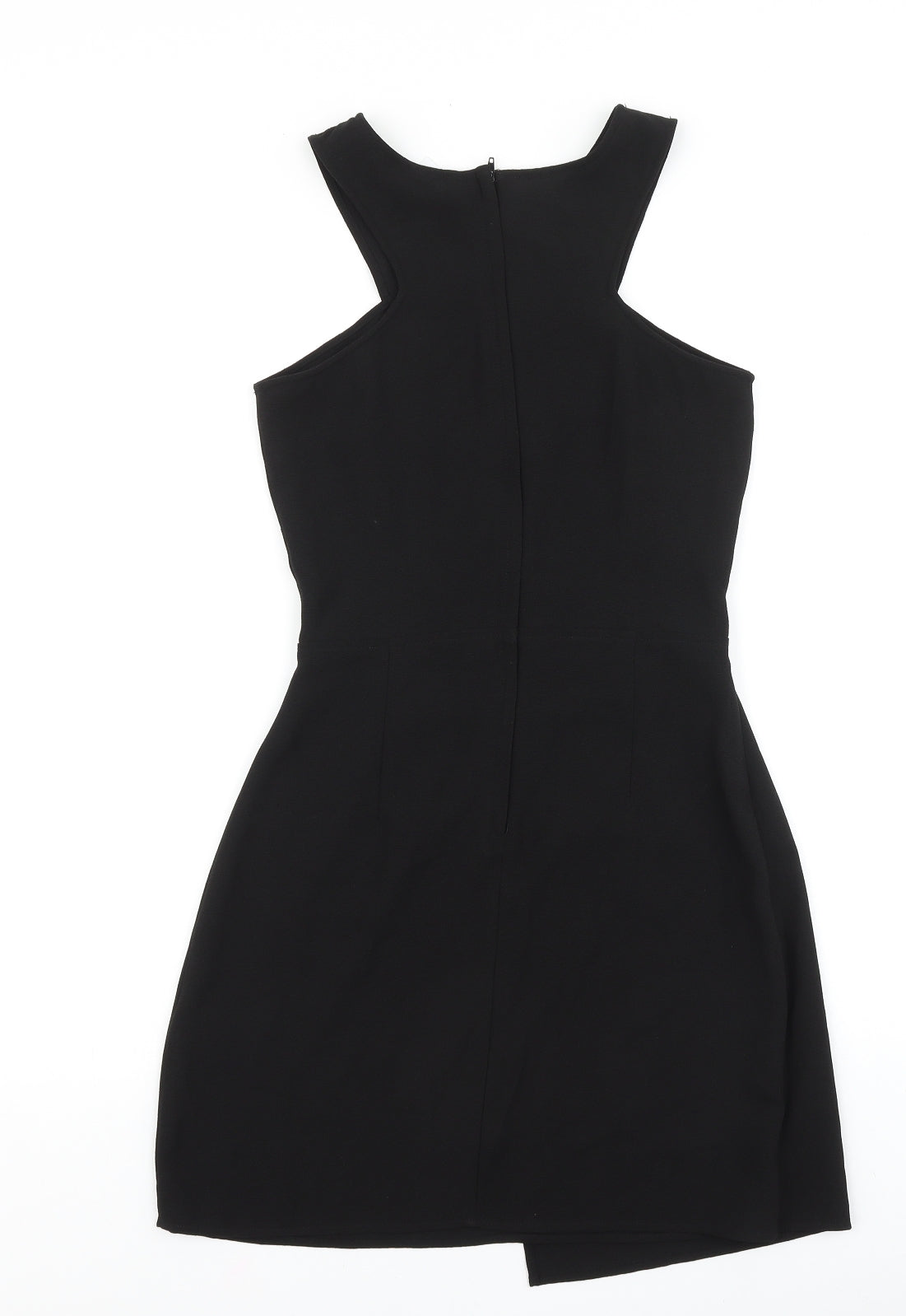 H&M Womens Black Polyester Shift Size S V-Neck Zip