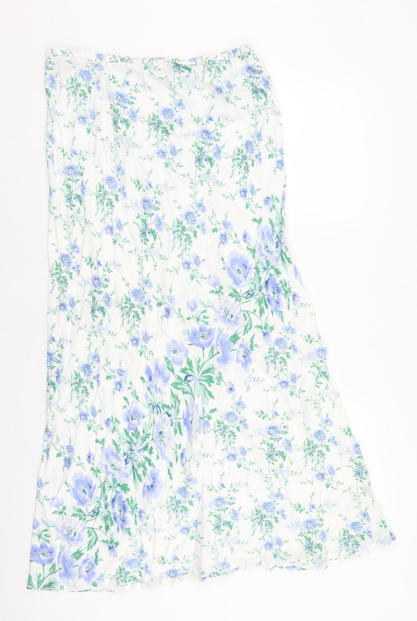 EAST Womens White Floral Cotton Peasant Skirt Size 14