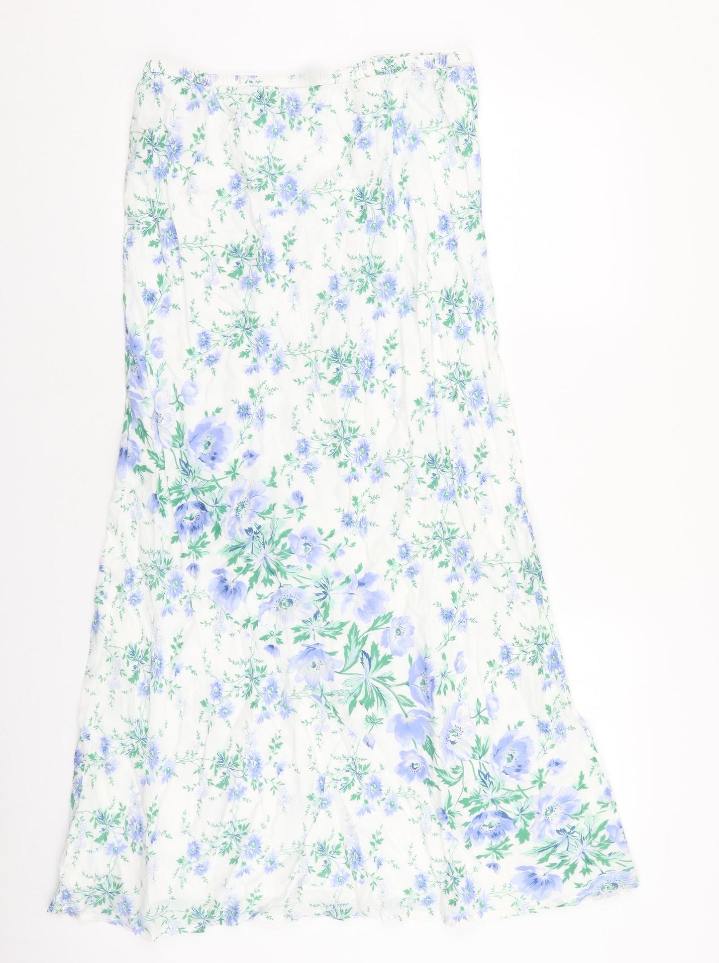 EAST Womens White Floral Cotton Peasant Skirt Size 14