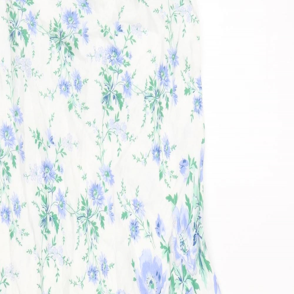 EAST Womens White Floral Cotton Peasant Skirt Size 14