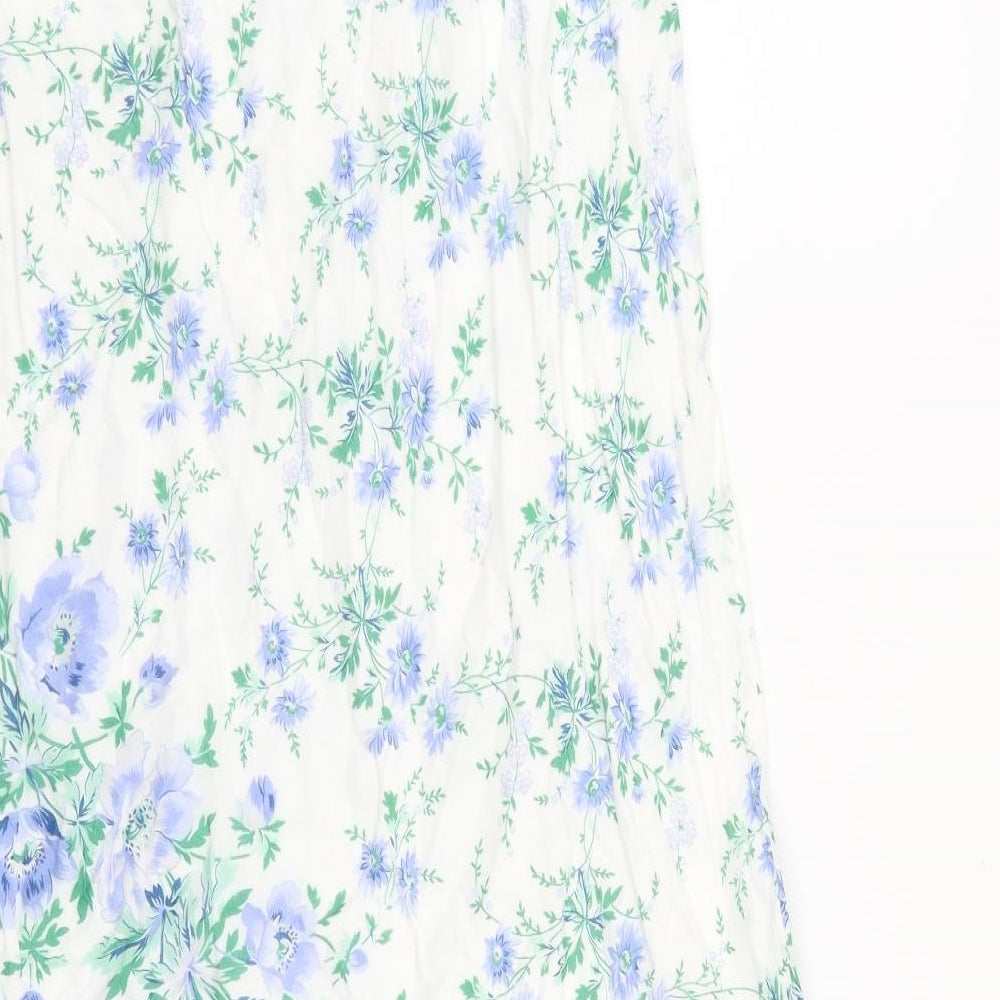 EAST Womens White Floral Cotton Peasant Skirt Size 14