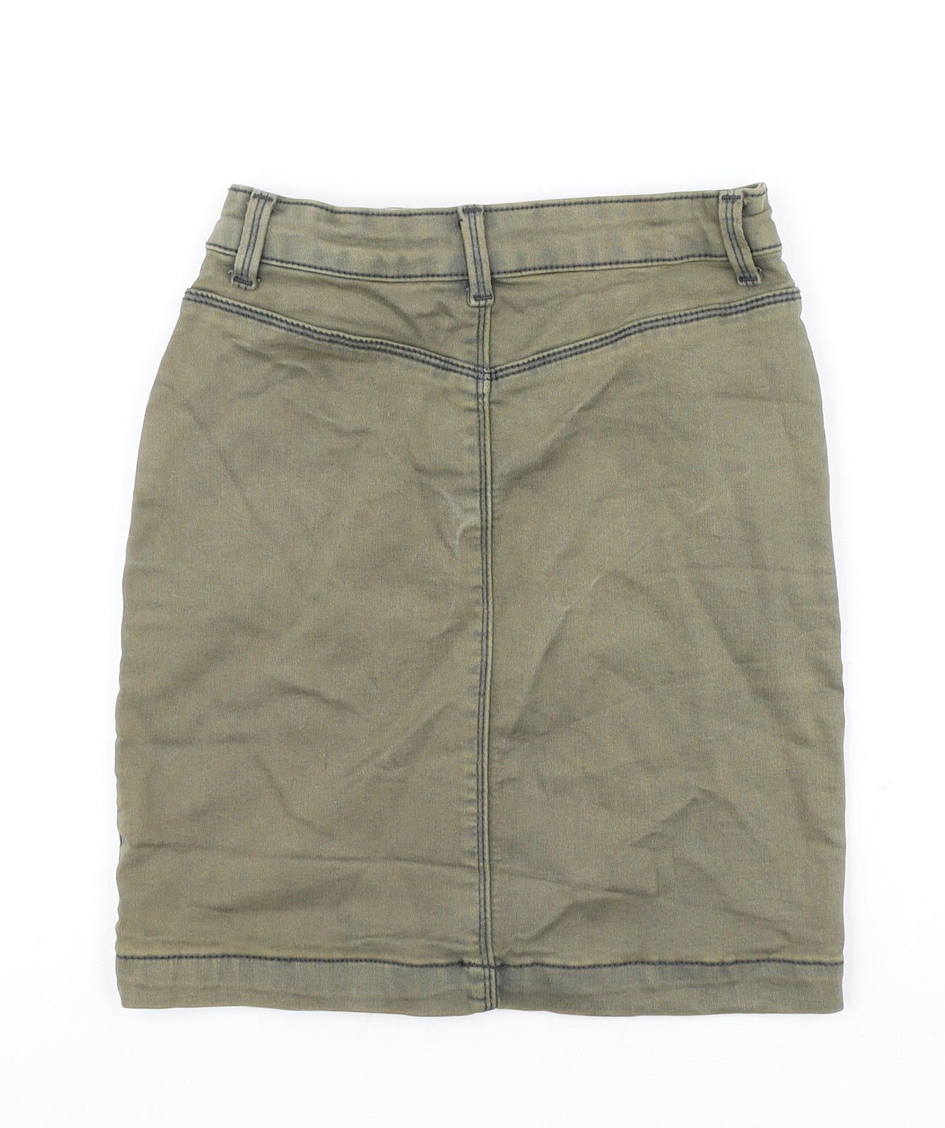 Missguided Womens Green Cotton Straight & Pencil Skirt Size 8 Zip