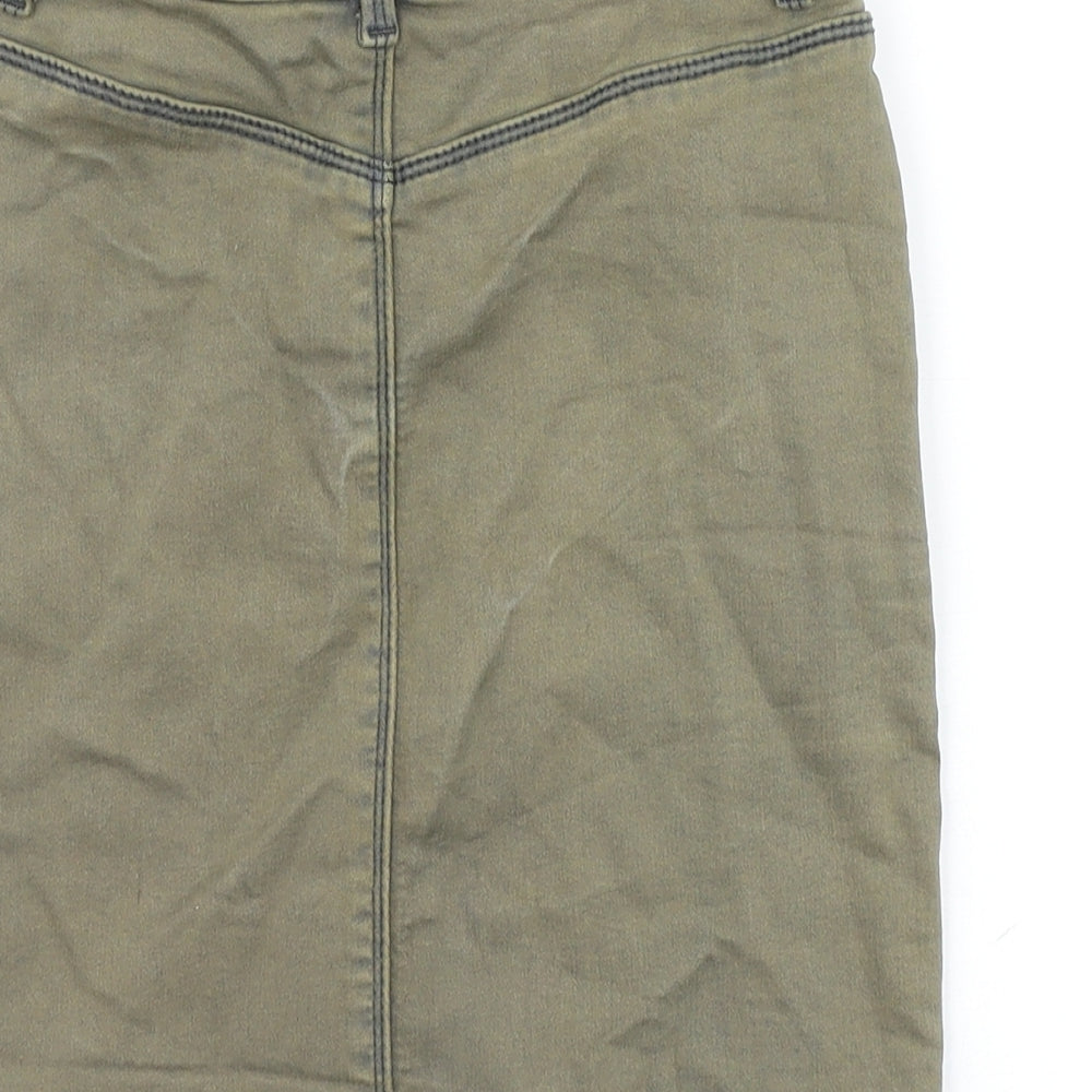 Missguided Womens Green Cotton Straight & Pencil Skirt Size 8 Zip