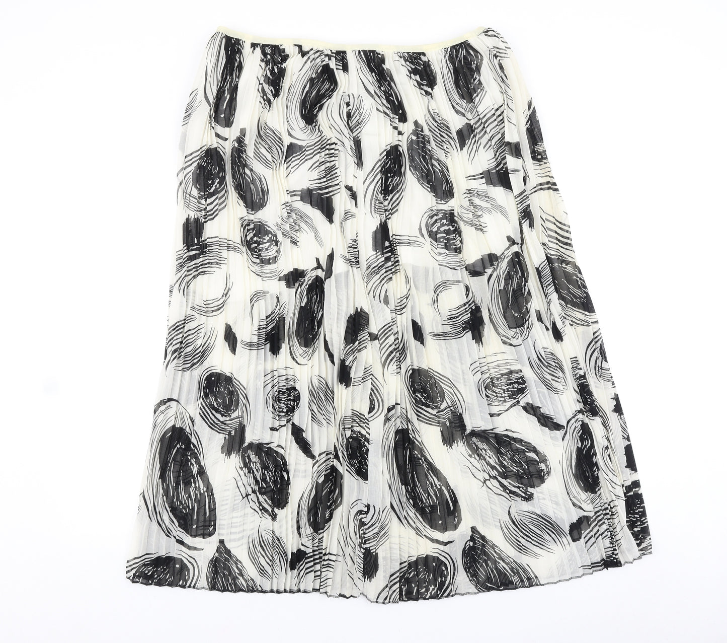 Marks and Spencer Womens Silver Geometric Polyester Pleated Skirt Size 16