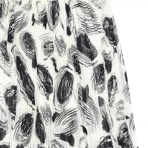 Marks and Spencer Womens Silver Geometric Polyester Pleated Skirt Size 16