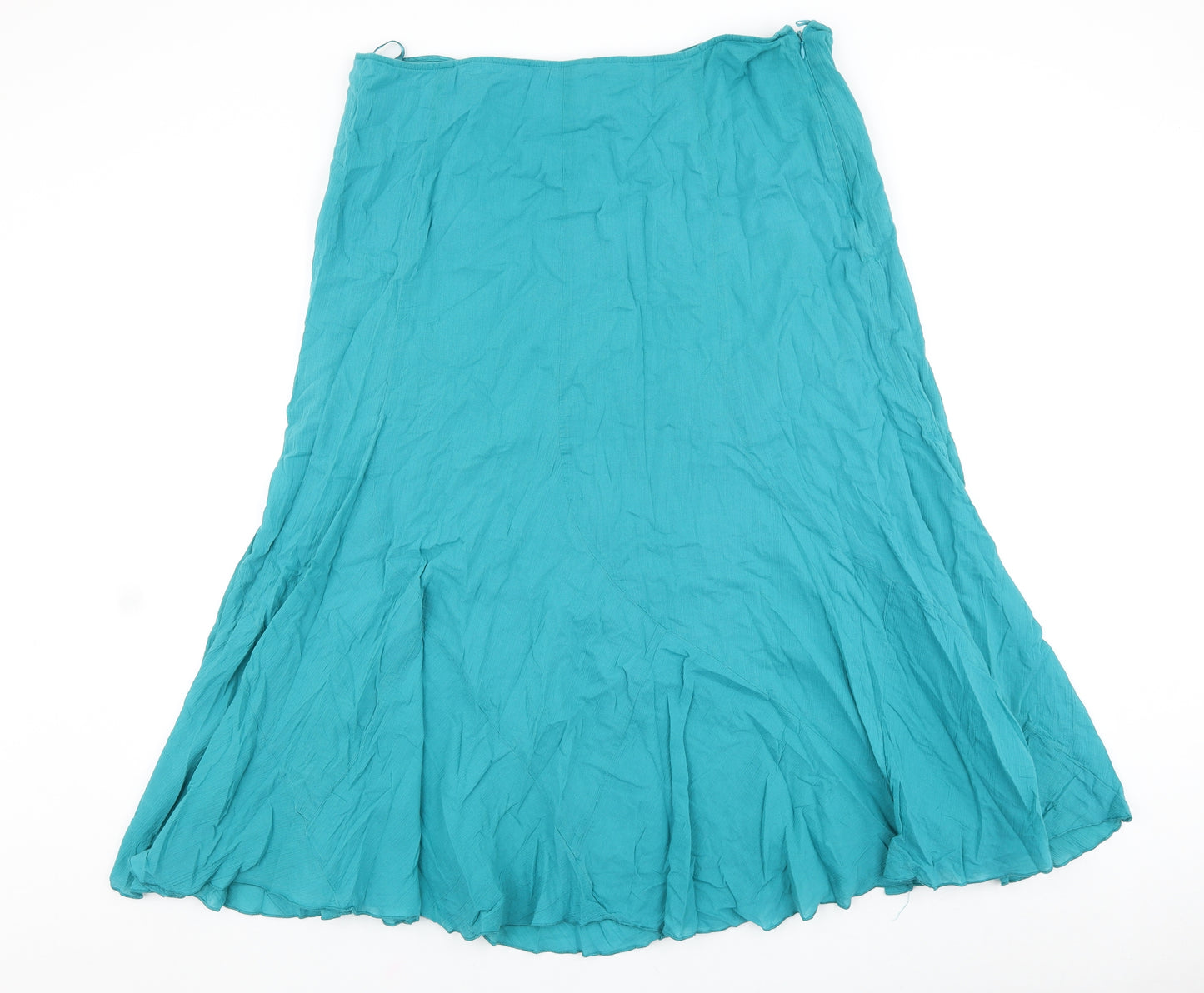Marks and Spencer Womens Blue Polyester Swing Skirt Size 18 Zip