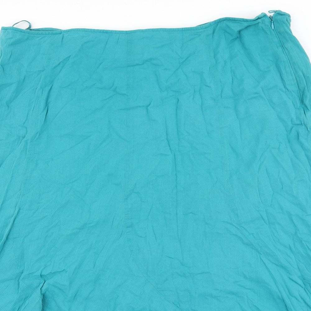 Marks and Spencer Womens Blue Polyester Swing Skirt Size 18 Zip