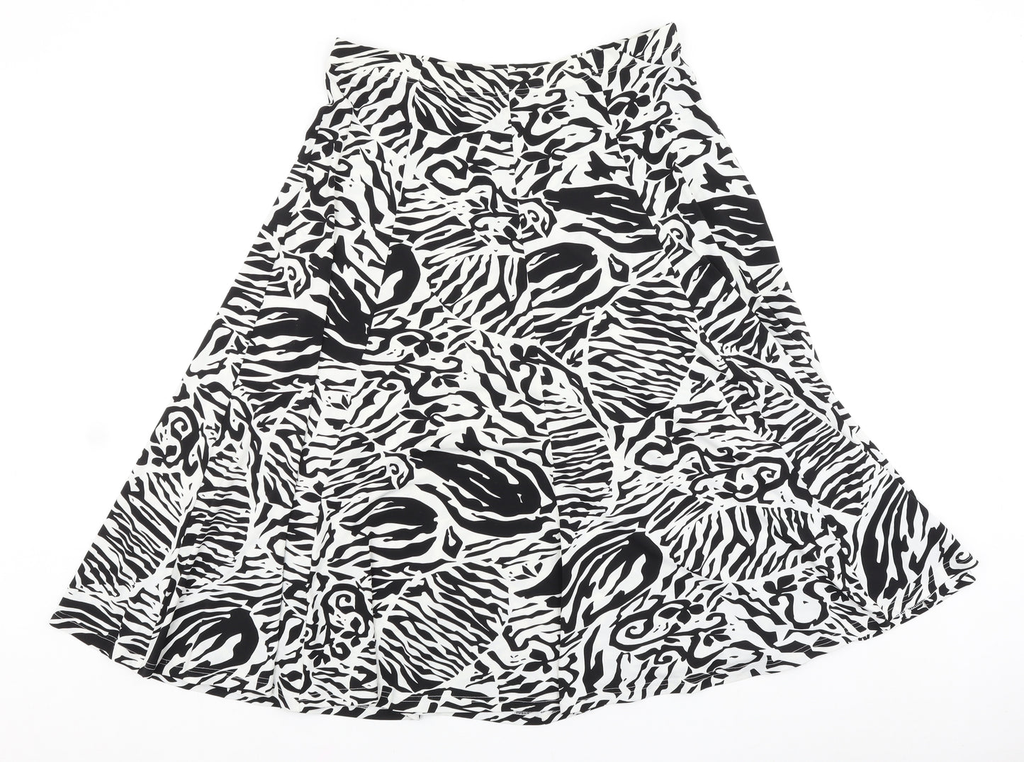 Soon Womens Black Geometric Polyester Swing Skirt Size 14