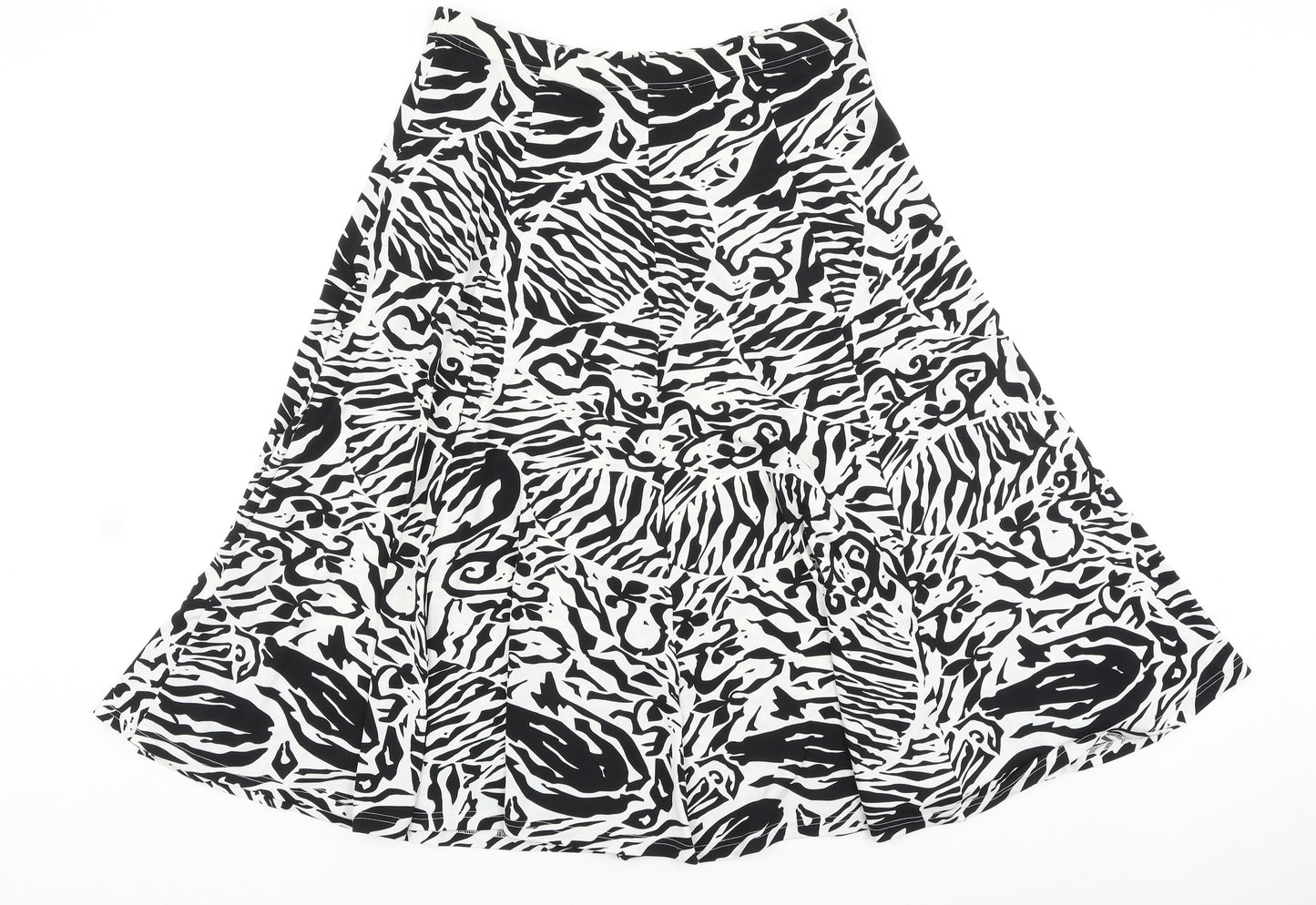 Soon Womens Black Geometric Polyester Swing Skirt Size 14