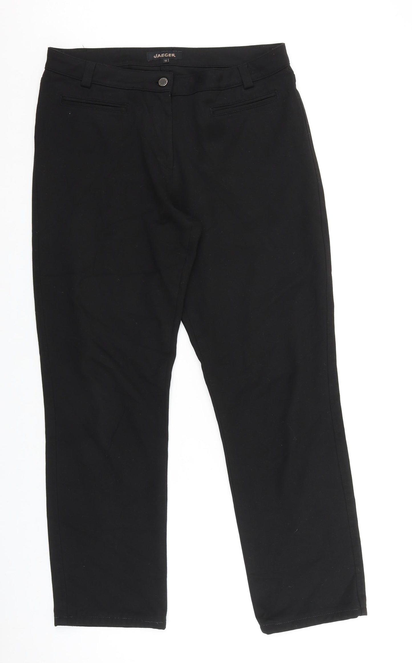 jaegar Womens Black Cotton Straight Jeans Size 12 L28 in Regular Button