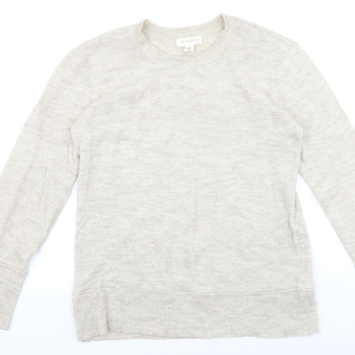 Treasure Bond Womens Beige Round Neck Acrylic Pullover Jumper Size M