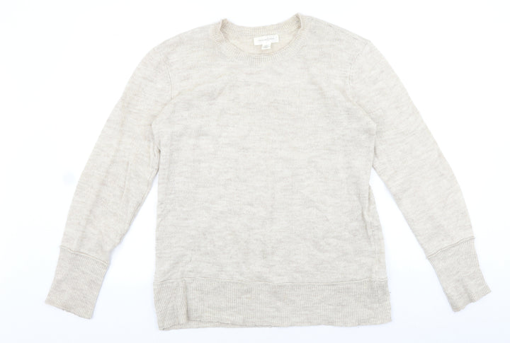 Treasure Bond Womens Beige Round Neck Acrylic Pullover Jumper Size M
