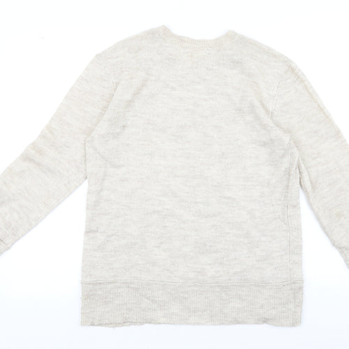 Treasure Bond Womens Beige Round Neck Acrylic Pullover Jumper Size M