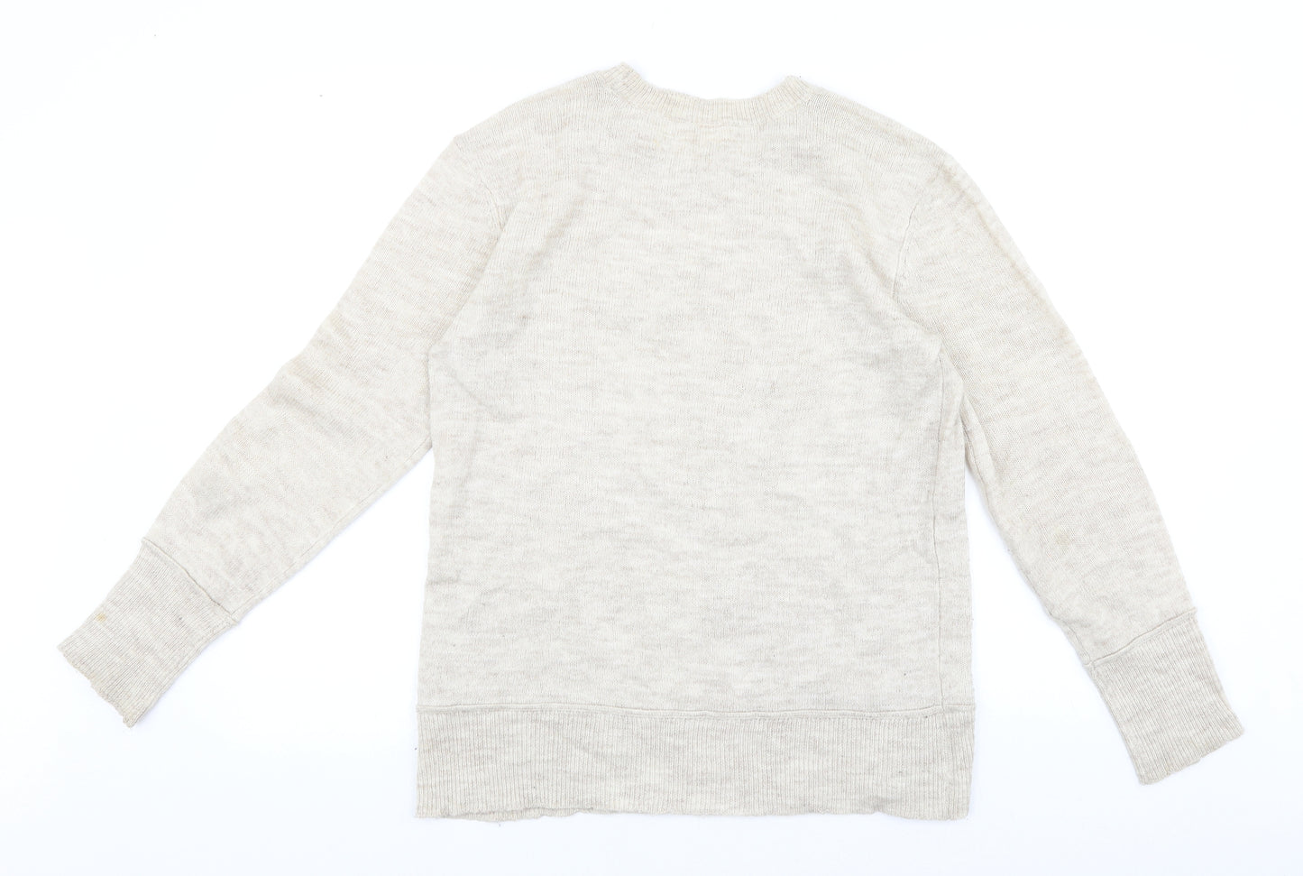 Treasure Bond Womens Beige Round Neck Acrylic Pullover Jumper Size M