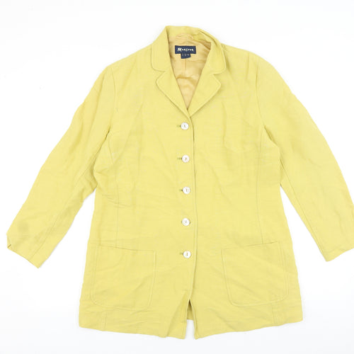 Monsoon Womens Yellow Pea Coat Coat Size 14 Button