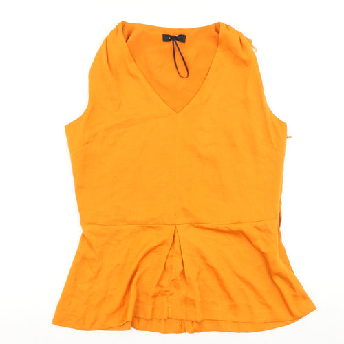 Marks and Spencer Womens Orange Polyester Basic Blouse Size 10 V-Neck