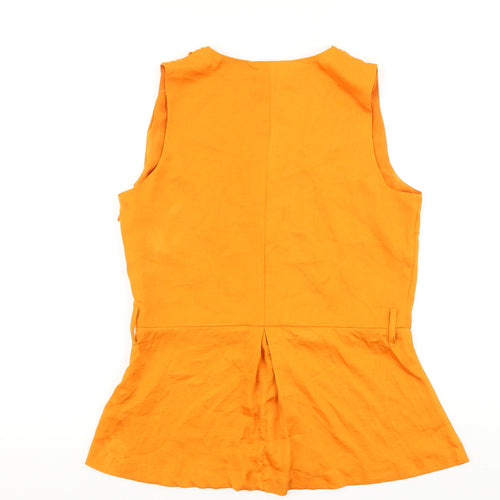 Marks and Spencer Womens Orange Polyester Basic Blouse Size 10 V-Neck