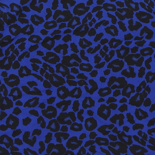 New Look Womens Blue Animal Print Polyester Basic Button-Up Size 10 Collared - Leopard print