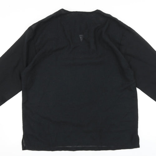 Preworn Womens Black Polyester Basic Blouse Size L V-Neck