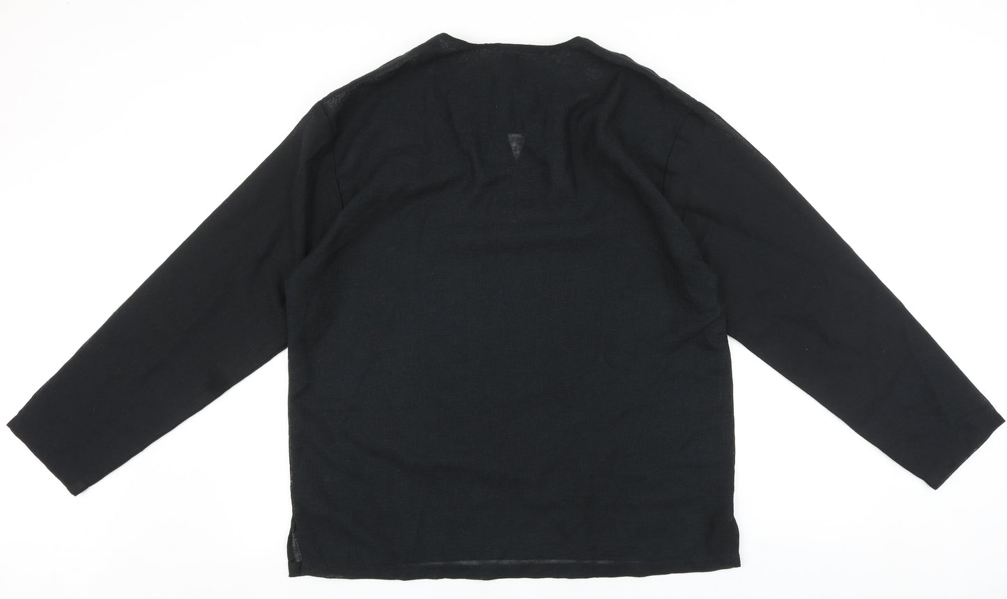 Preworn Womens Black Polyester Basic Blouse Size L V-Neck