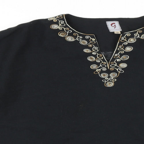 Preworn Womens Black Polyester Basic Blouse Size L V-Neck