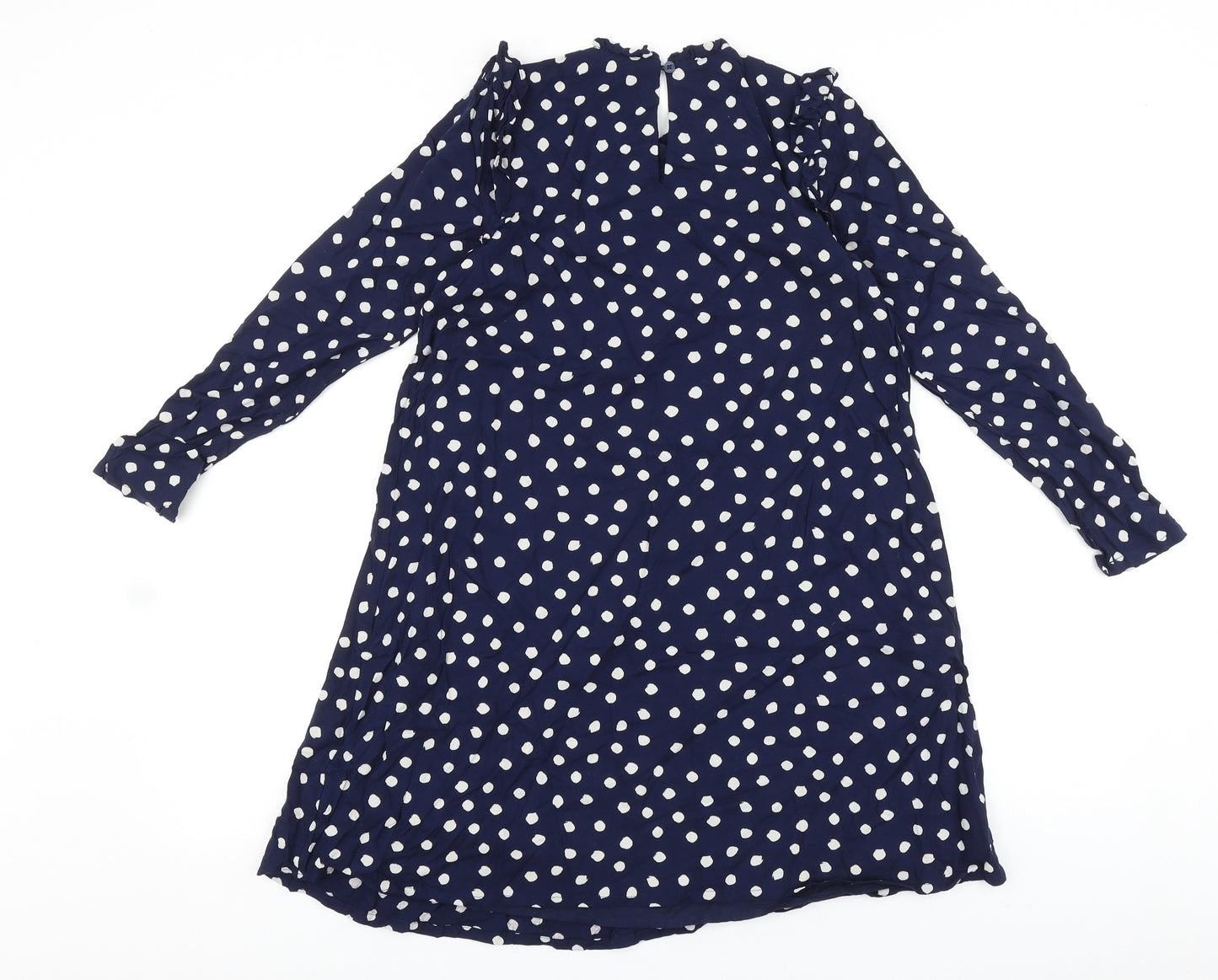 George Girls Blue Polka Dot Viscose Shift Size 10-11 Years Round Neck Button