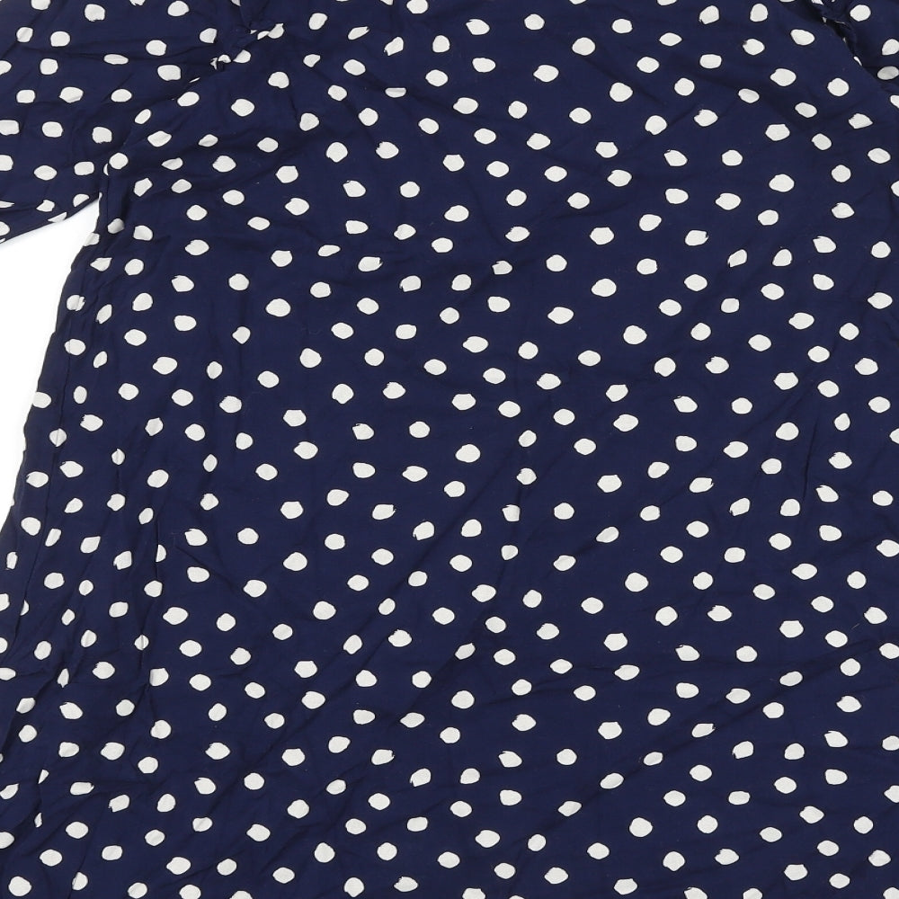George Girls Blue Polka Dot Viscose Shift Size 10-11 Years Round Neck Button
