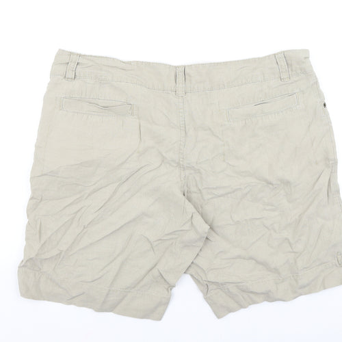 Nobo Womens Beige Linen Chino Shorts Size 38 in L9 in Regular Button